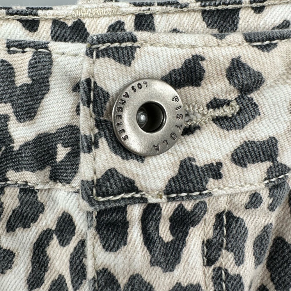 Pistola size XS denim jean mini skirt snow leopard‎ print cream black gray - Picture 3 of 6